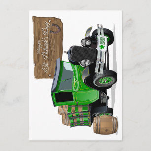 Saint Patrick Vintager Cartoon Weihnachtsfeuerwage Begleitkarte