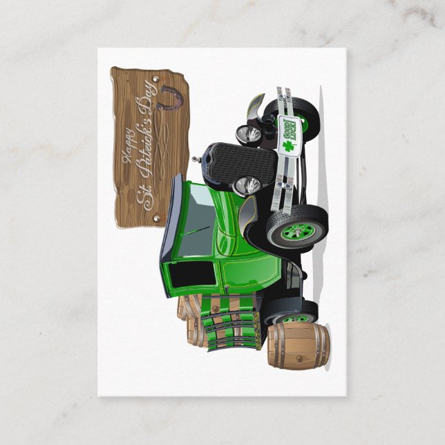 Saint Patrick Vintager Cartoon Weihnachtsfeuerwage Visitenkarte (Vorderseite)