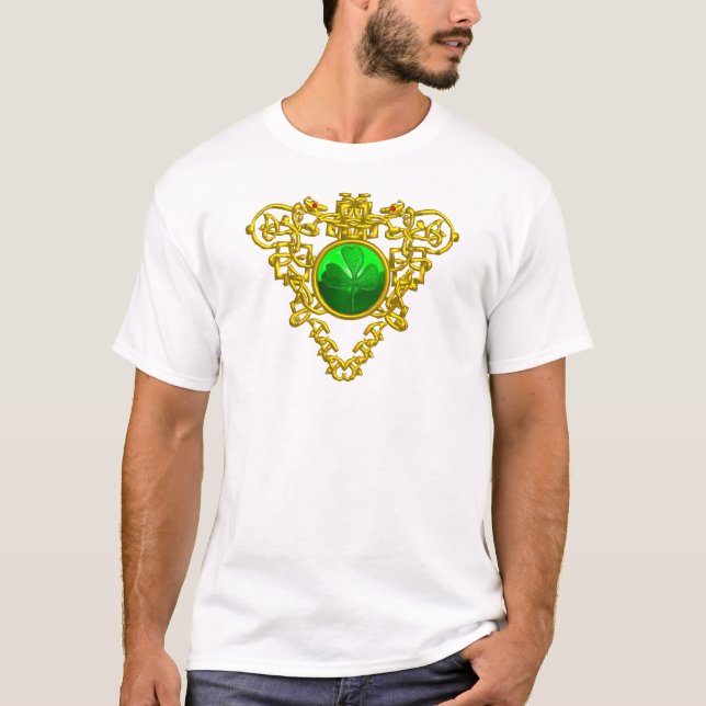 SAINT PATRICK'S CELTIC HERART MIT GRÜNEM KLEEBLATT T-Shirt (Vorderseite)