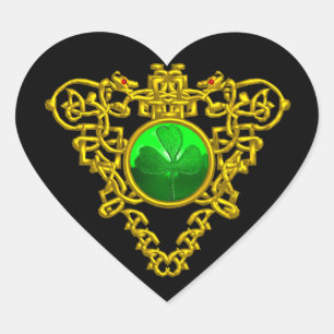 SAINT PATRICK'S CELTIC HERART, schwarz Herz-Aufkleber