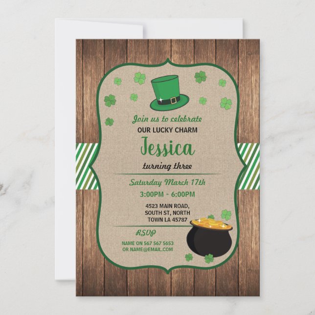 Saint-Patricks Day Anniversaire Invitation Shamroc (Devant)
