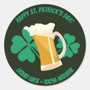 Saint Patrick's Day flüssiges Glück Runder Aufkleber