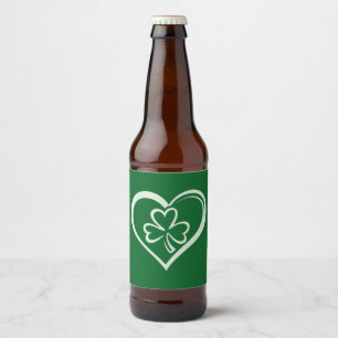 Saint Patrick's Day Funny Kleeblatt Herz Irish Bierflaschenetikett