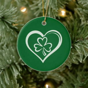 Saint Patrick's Day Funny Kleeblatt Herz Irish Keramik Ornament