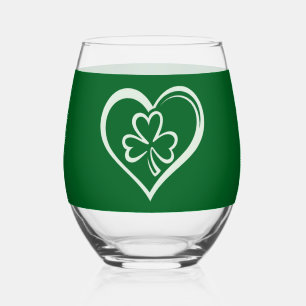 Saint Patrick's Day Funny Kleeblatt Herz Irish Weinglas Ohne Stiel
