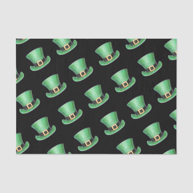 Saint Patrick's Day Green Top Hat Muster auf schwa Seidenpapier (Vorderseite)
