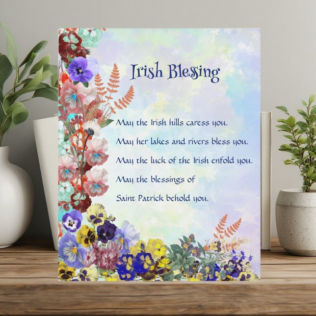 Saint Patrick's Day Irish Sessing Floral Collage Fotoplatte (Saint Patrick's Day Irish Blessing Floral Collage Plaque)