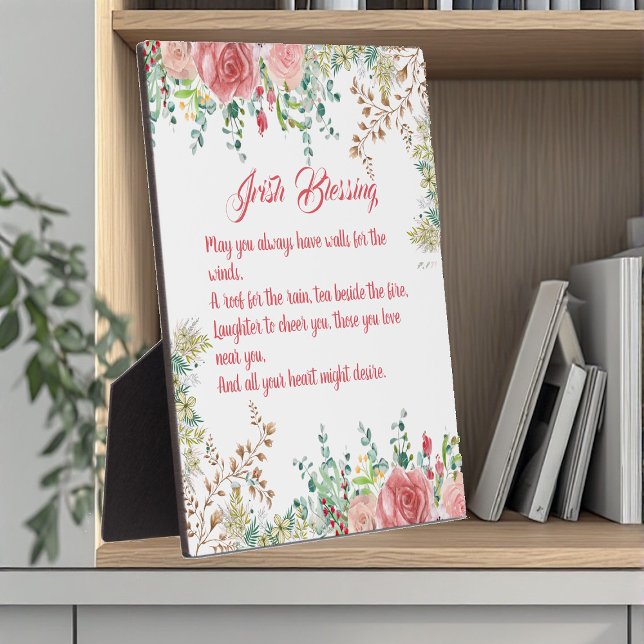 Saint Patrick's Day Irish Sessing Rose Collage Fotoplatte (Saint Patrick's Day Irish Blessing Rose Collage Plaque)