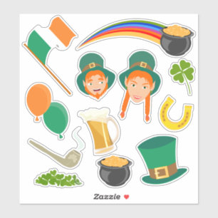Saint Patrick's Day Irish Symbole Sammlung von Aufkleber