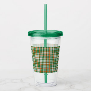 Saint Patrick's Day Irland Flaggenfarbener Gingham Acryltrinkbecher