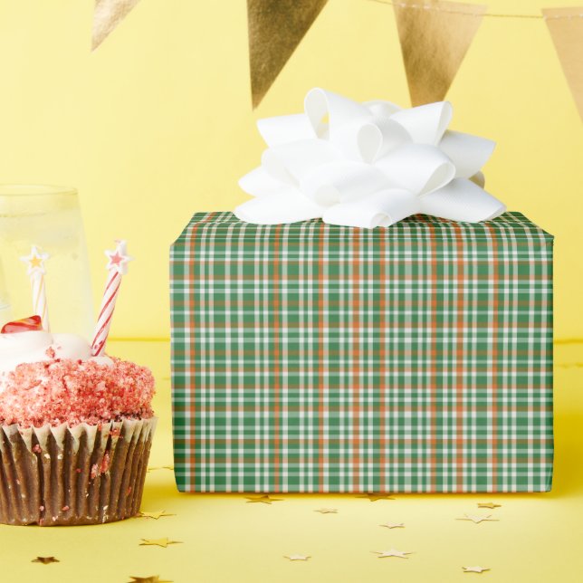 Saint Patrick's Day Irland Flaggenfarbener Gingham Geschenkpapier (Geburtstagsparty)