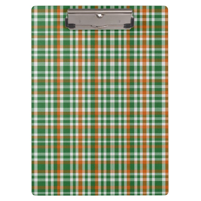 Saint Patrick's Day Irland Flaggenfarbener Gingham Klemmbrett (Vorderseite)