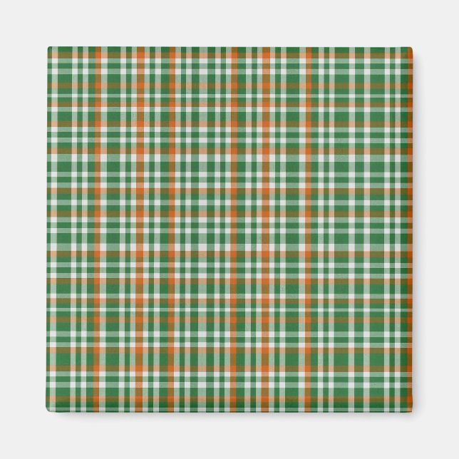 Saint Patrick's Day Irland Flaggenfarbener Gingham Magnet (Vorne)