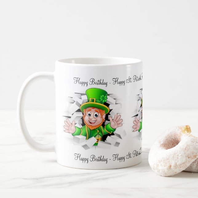 Saint Patrick's Day Joyeux Anniversaire Mug (Avec donut)
