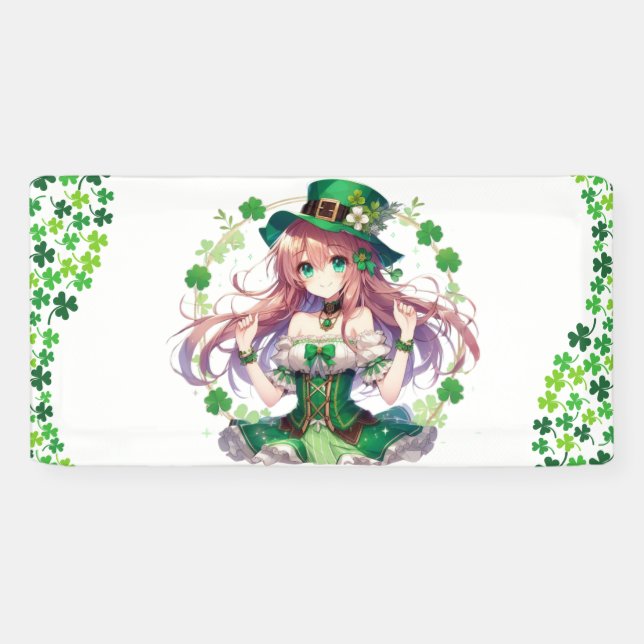 Saint Patrick's Day Klee Mädchen Banner (Horizontal)