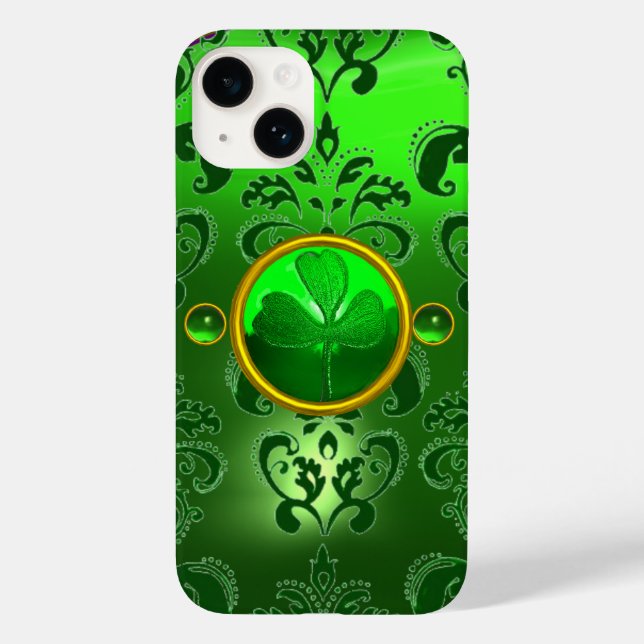 SAINT PATRICK'S DAY KLEEBLATT MIT GREEN DAMASK Case-Mate iPhone HÜLLE (Rückseite)