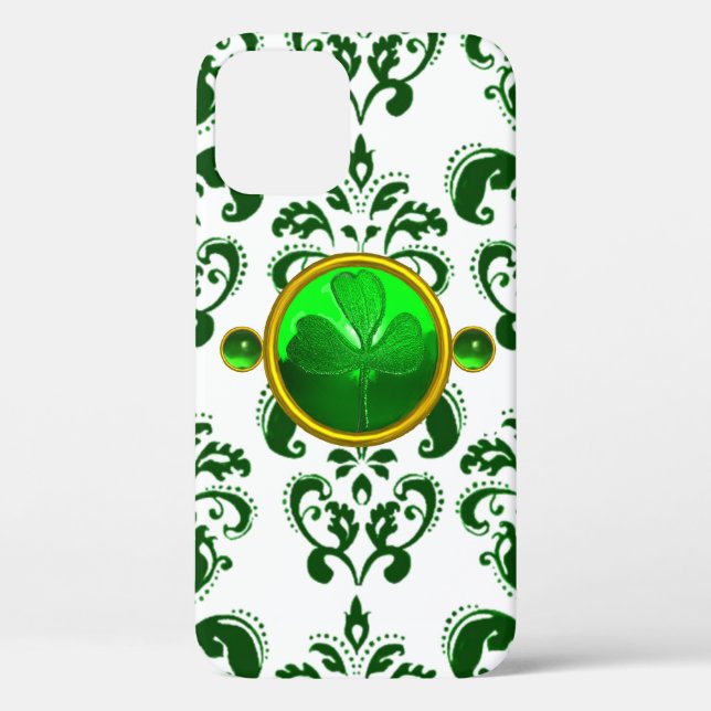 SAINT PATRICK'S DAY KLEEBLATT MIT GREEN DAMASK Case-Mate iPhone HÜLLE (Rückseite)