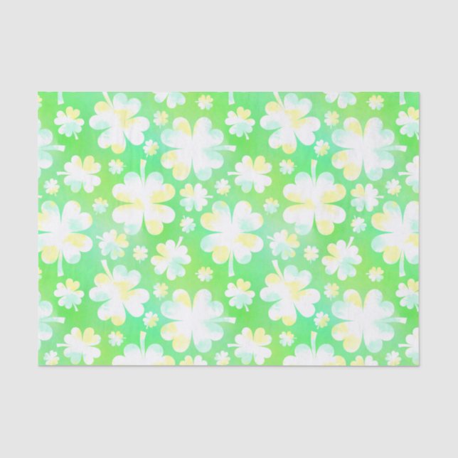 Saint Patrick's Day Kleeblatts Retro Wasserfarbe Seidenpapier (Vorderseite)