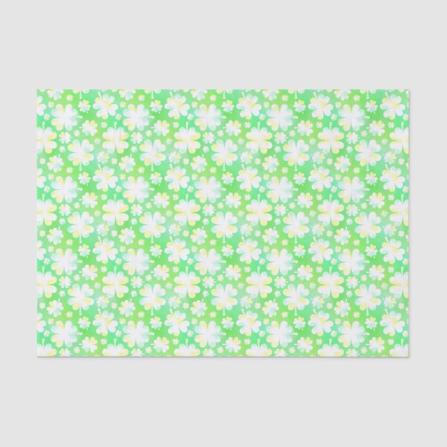 Saint Patrick's Day Kleeblatts Retro Wasserfarbe Seidenpapier (Vorderseite)