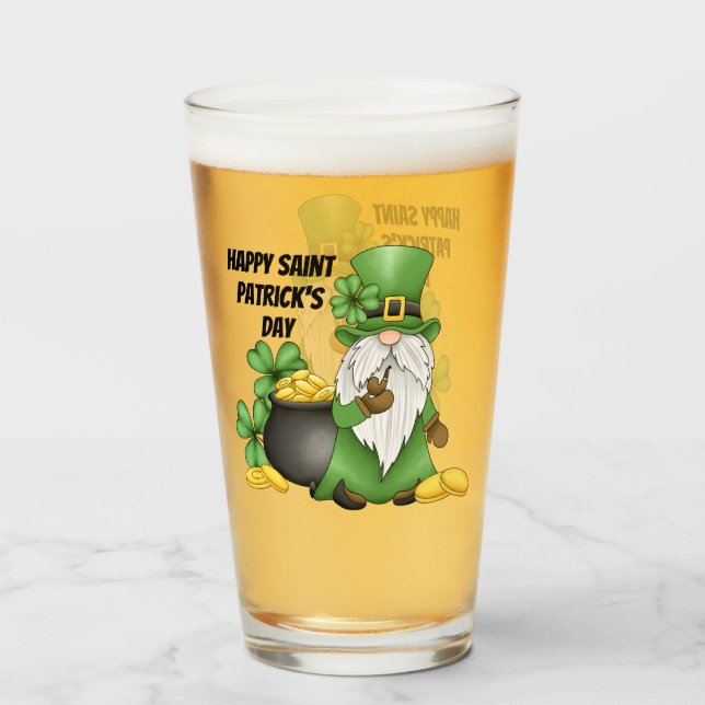 Saint Patrick's Day leprechaun bière en verre (Devant (rempli))