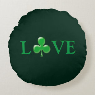Saint Patrick's Day Liebe Green Clover Kleeblatt Rundes Kissen