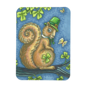 Saint Patrick's Day LUCKY IRISH SQUIRREL MAGNET