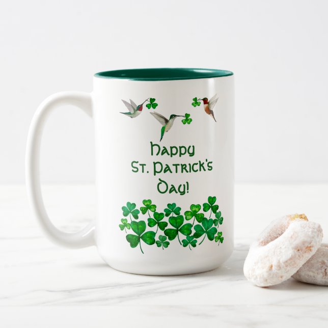 Saint-Patrick's Day Mug à café à deux tons (Avec donut)
