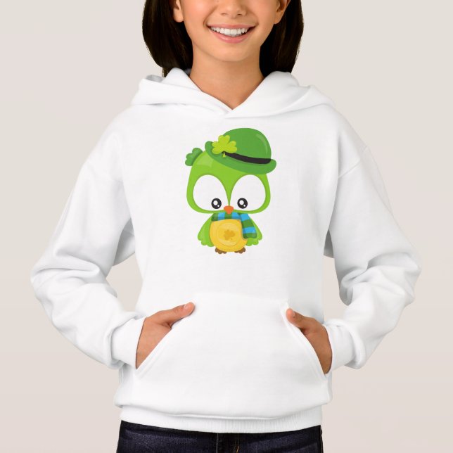 Saint Patrick's Day Owl, Clovers, Leprechaun Casqu (Devant)