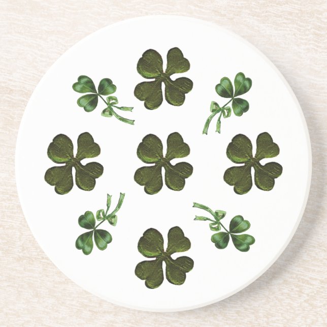 SAINT PATRICK'S DAY PARTY 2 Kleeblatt Sandstein Untersetzer (Vorne)