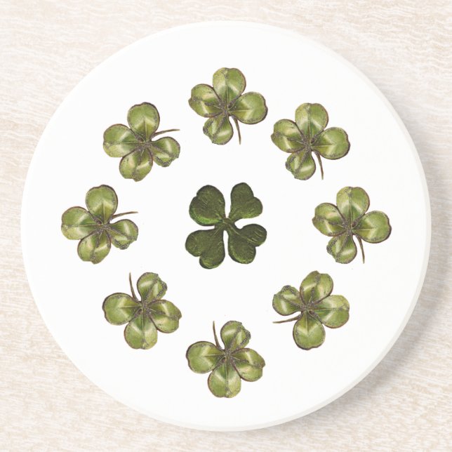 SAINT PATRICK'S DAY PARTY 5 Kleeblatt Sandstein Untersetzer (Vorne)