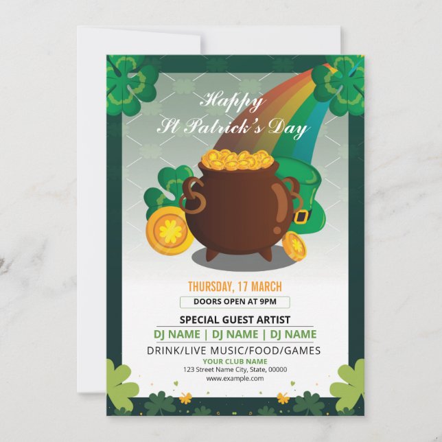 Saint Patrick's Day Party Einladung Flyer (Vorderseite)