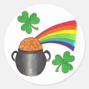 Saint Patrick's Day Rainbow Kleeblatt Clover Runder Aufkleber