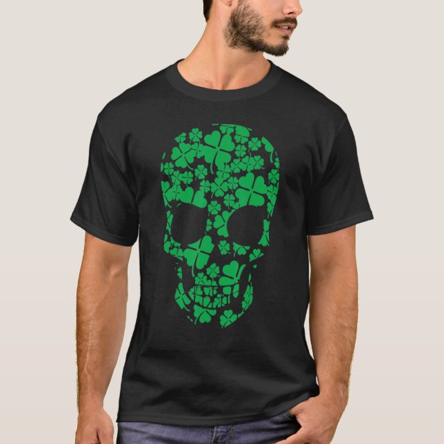 Saint Patrick's Day Shamrocks Skull T-Shirt (Vorderseite)