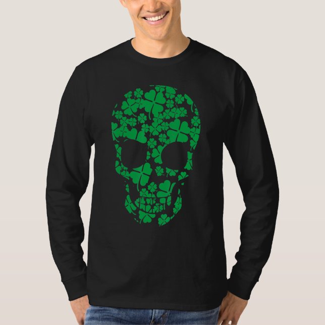 Saint Patrick's Day Shamrocks Skull T-Shirt (Vorderseite)