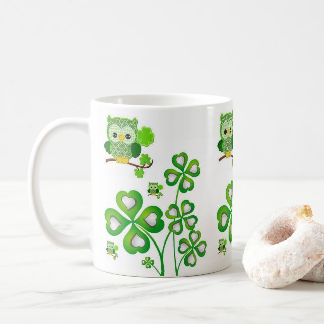 Saint Patrick's Day Tasse Eule (Mit Donut)