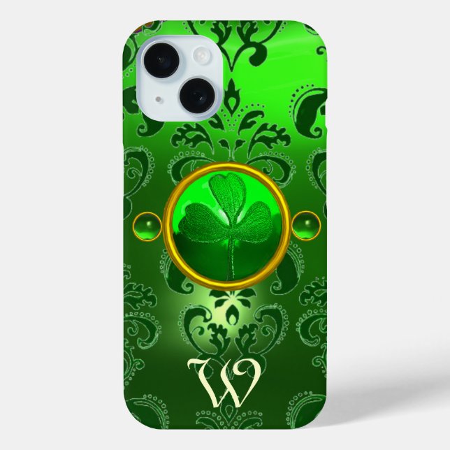 SAINT PATRICK'S KLEEBLATT GREEN DAMASK MONOGRAM Case-Mate iPhone HÜLLE (Rückseite)