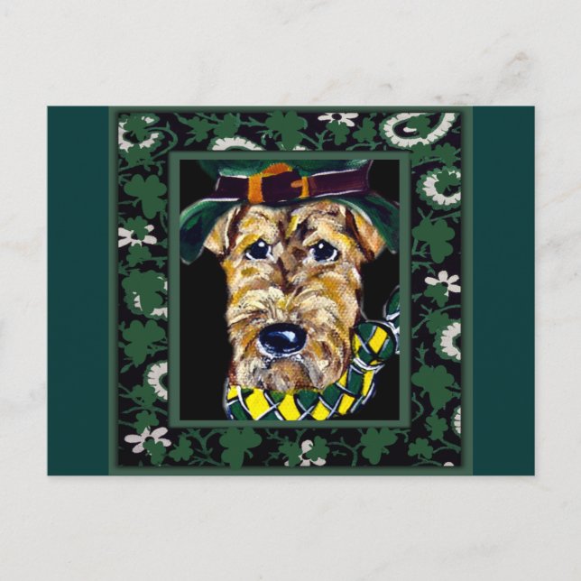 Saint Patty Airedale Postkarte (Vorderseite)