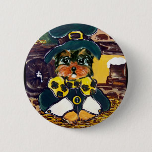 Saint Patty Yorkie Poo Button