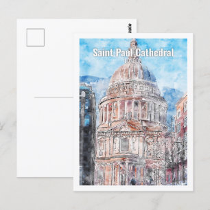 Saint Paul Cathedral London Travel Watercolor Postkarte