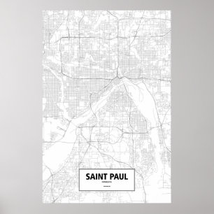 Saint Paul, Minnesota (schwarz auf weiß) Poster