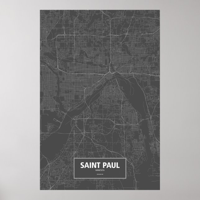 Saint Paul, Minnesota (weiß auf schwarz) Poster (Vorne)