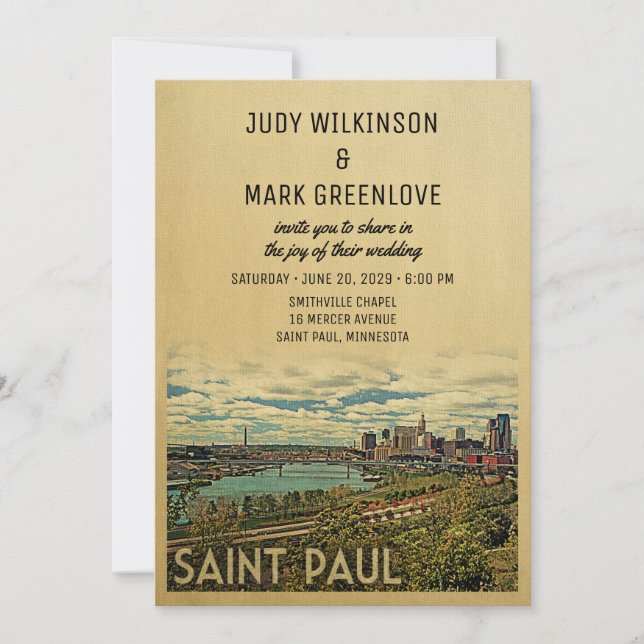 Saint Paul Wedding Einladung Vintag Mitte des Jahr (Vorderseite)