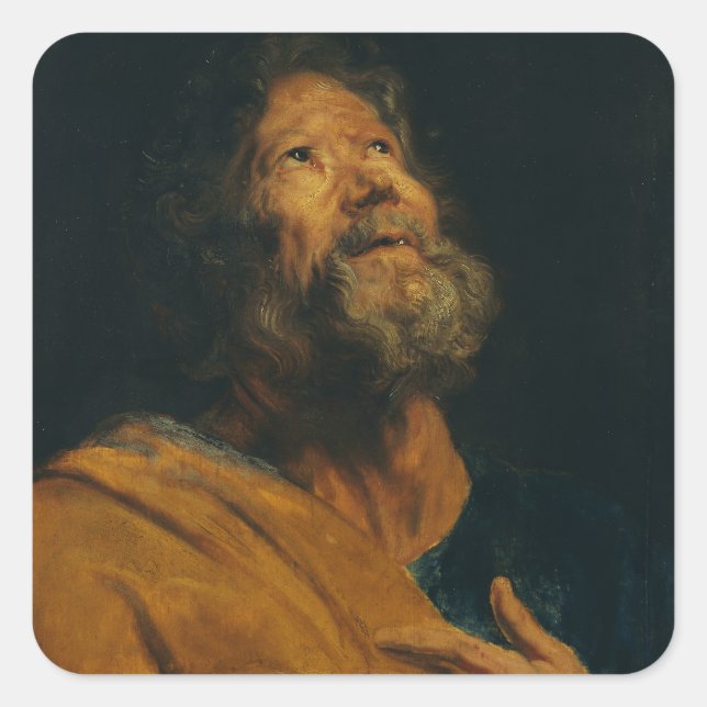 Saint Peter von Antoon van Dyck Quadratischer Aufkleber (Vorderseite)