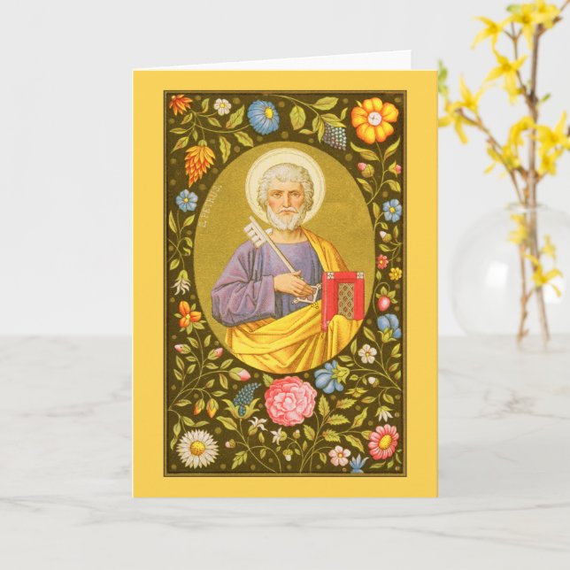 Saint Pierre l'Apôtre (PM07) Carte de voeux vierge (Fleur jaune)