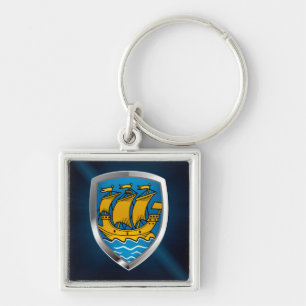 Saint Pierre und Miquelon Metallic Emblem Schlüsselanhänger
