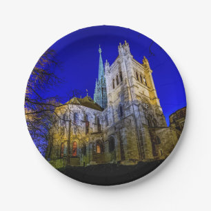 Saint Pierrekathedrale in Genf, die Schweiz Pappteller