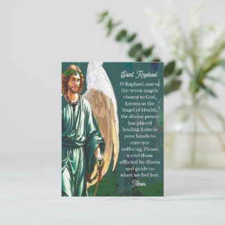 Saint Raphael Healing Archangel Angel Prayer Blank Postkarte