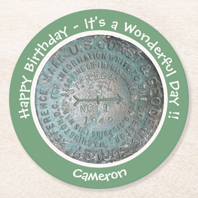 Saint Regis Mountain USGS Benchmark Party Items Runder Pappuntersetzer (Vorderseite)