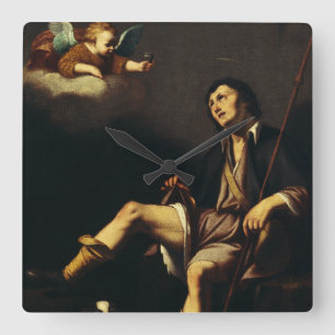 Saint Roch und Angel von Typ François Quadratische Wanduhr