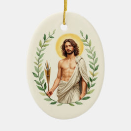 Saint Sebastian God's Peace and Blessings Scriptur Keramik Ornament